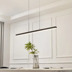 Lucande Lámpara colgante LED Pendolo, negra, aluminio, 120 cm
