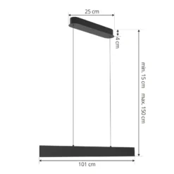 Lucande lámpara colgante LED Philine, longitud 101 cm hierro negro