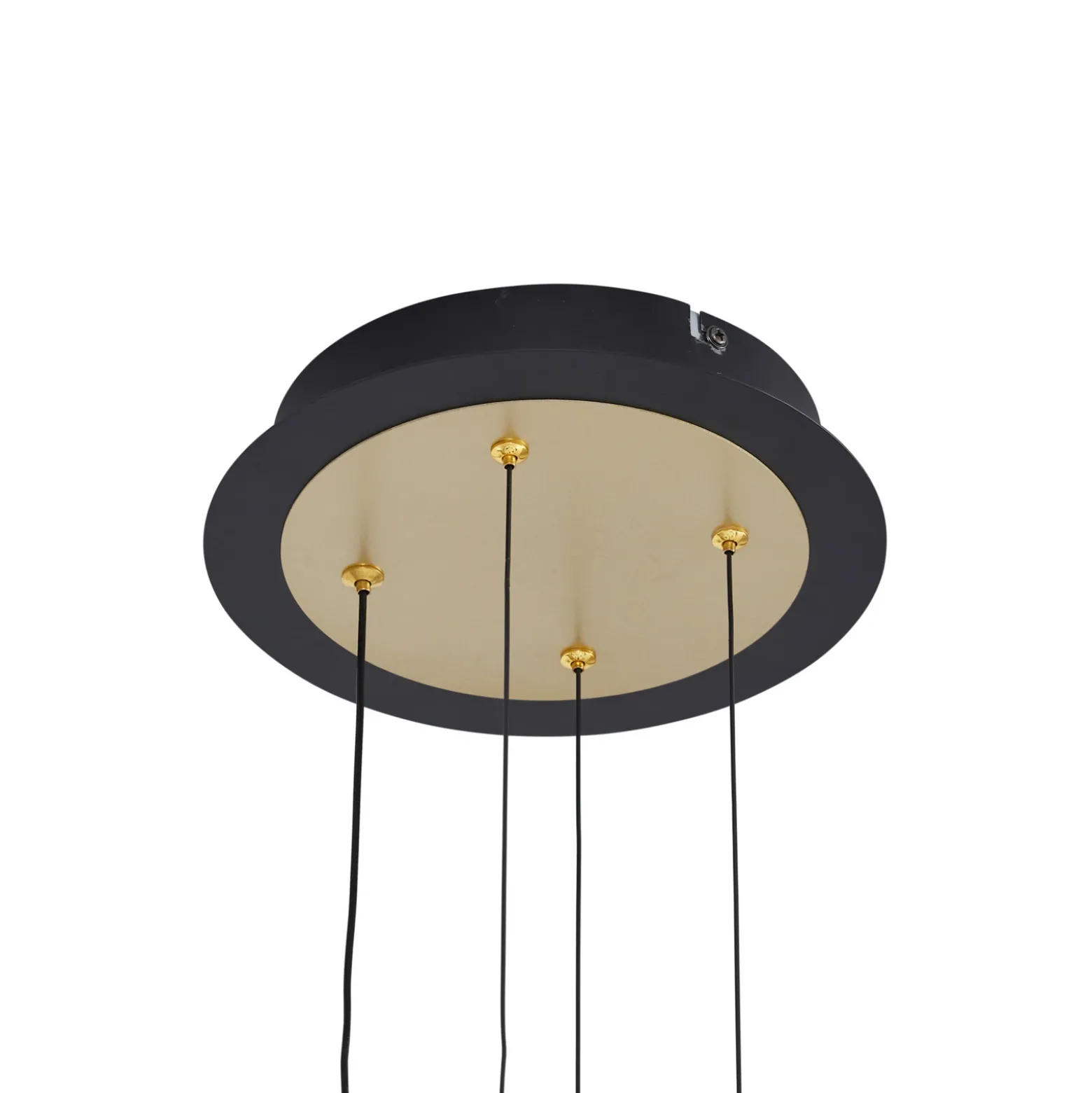 Lucande Lámpara colgante LED Pallo, 12 luces, negro/oro, cristal