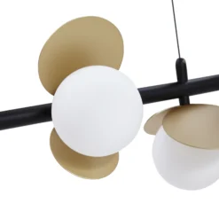 Lucande Lámpara colgante LED Pallo, 7 luces, negro/oro, cristal