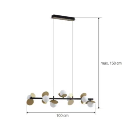 Lucande Lámpara colgante LED Pallo, 7 luces, negro/oro, cristal