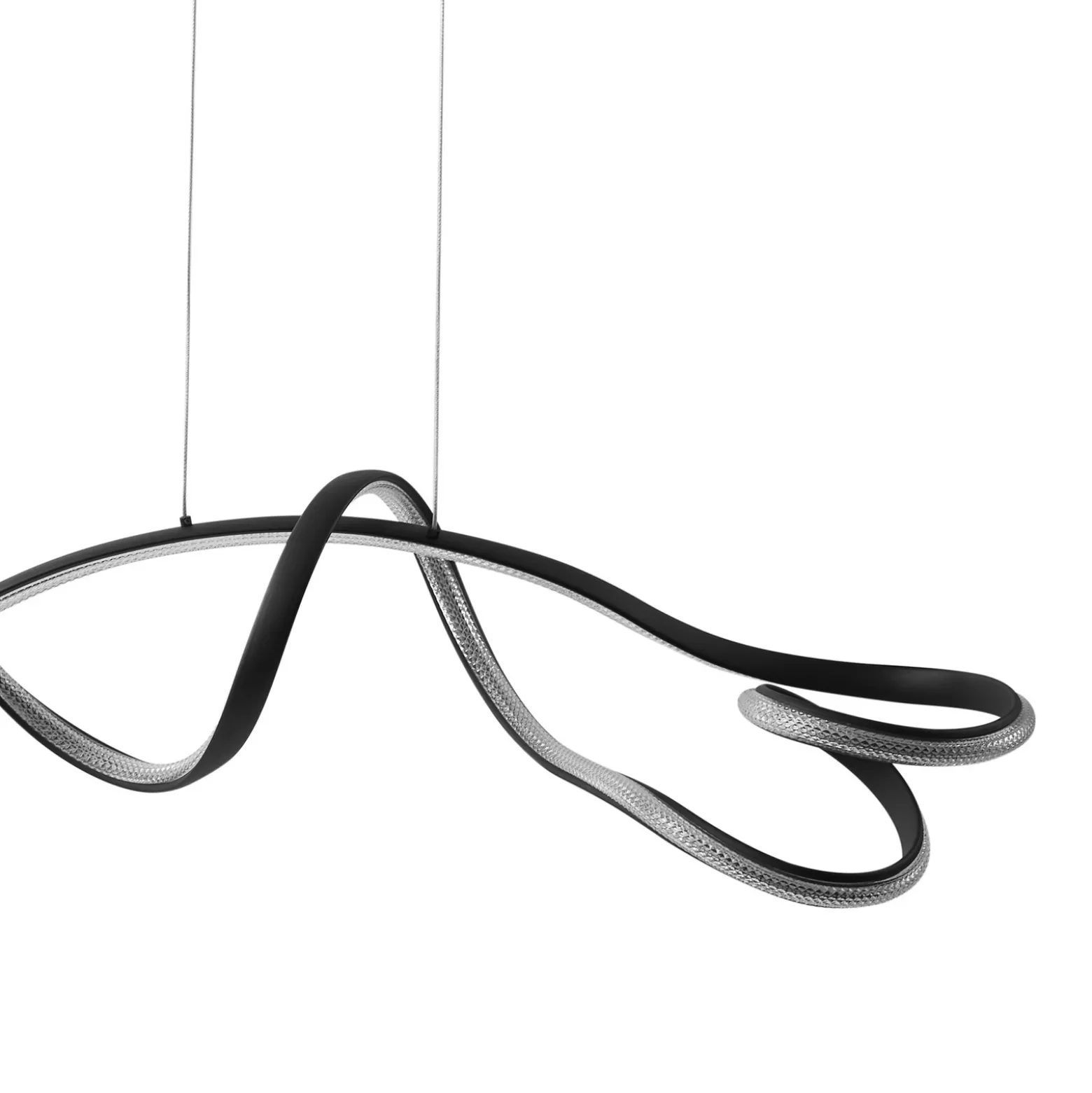 Lucande Lámpara colgante LED Rodado, negro, 110 cm, aluminio