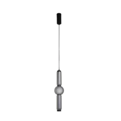 Lucande Lámpara colgante LED Savete, gris humo, vidrio, Ø 12 cm