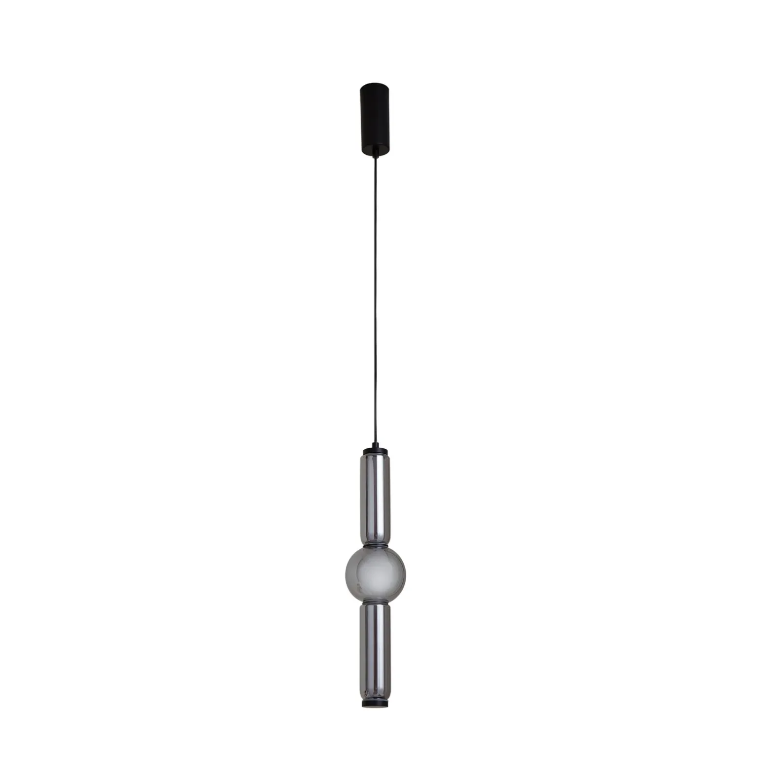 Lucande Lámpara colgante LED Savete, gris humo, vidrio, Ø 12 cm