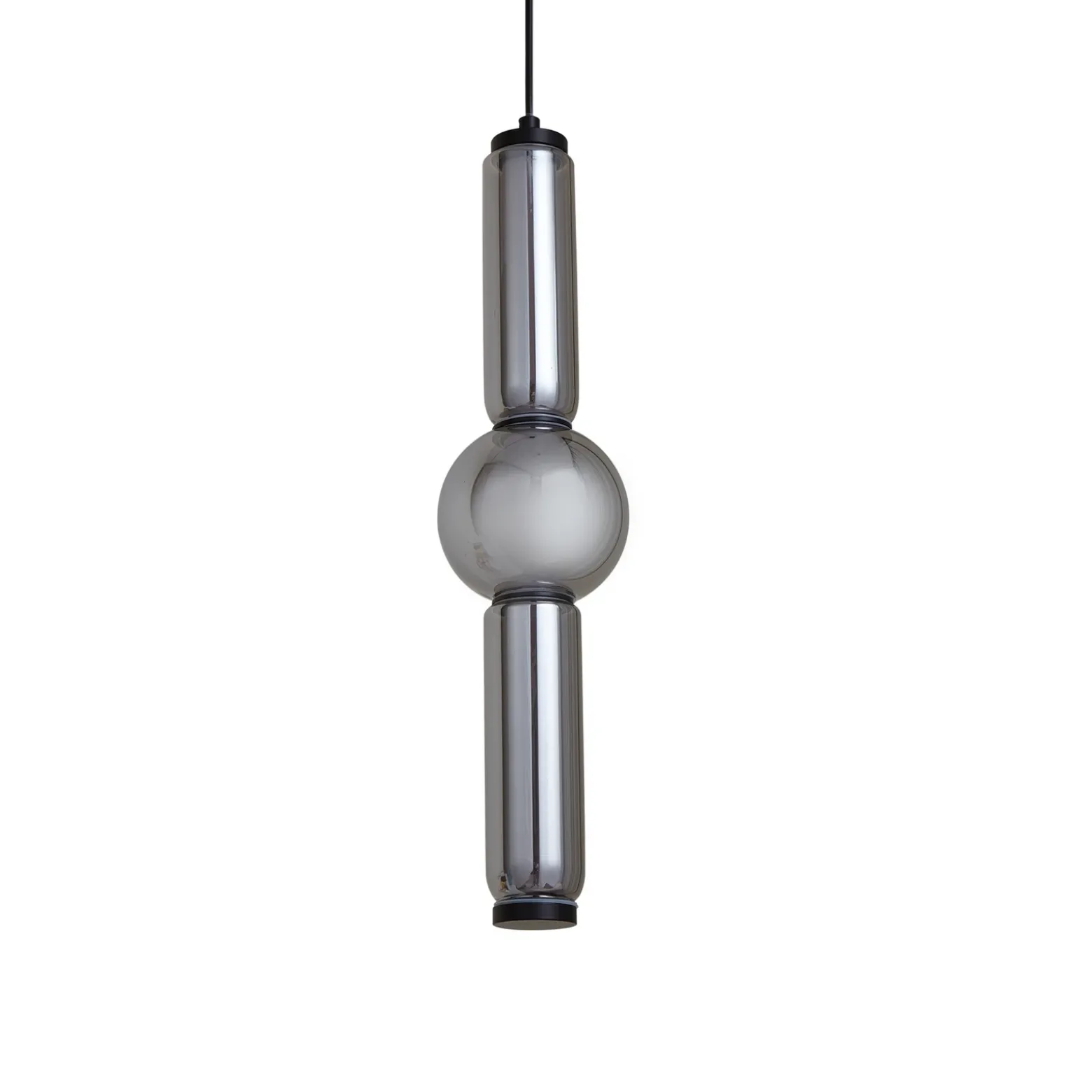 Lucande Lámpara colgante LED Savete, gris humo, vidrio, Ø 12 cm
