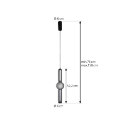 Lucande Lámpara colgante LED Savete, gris humo, vidrio, Ø 12 cm