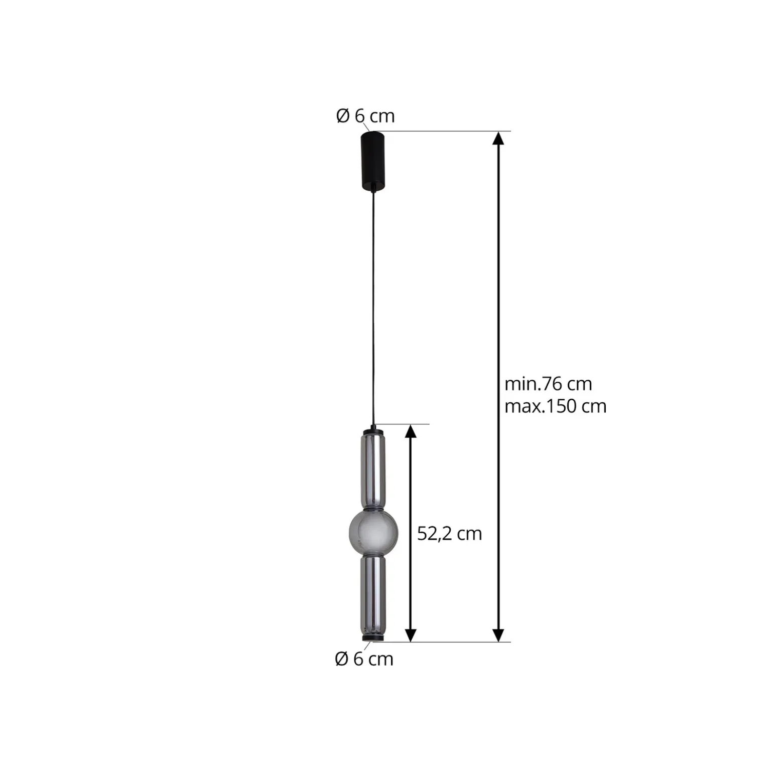 Lucande Lámpara colgante LED Savete, gris humo, vidrio, Ø 12 cm