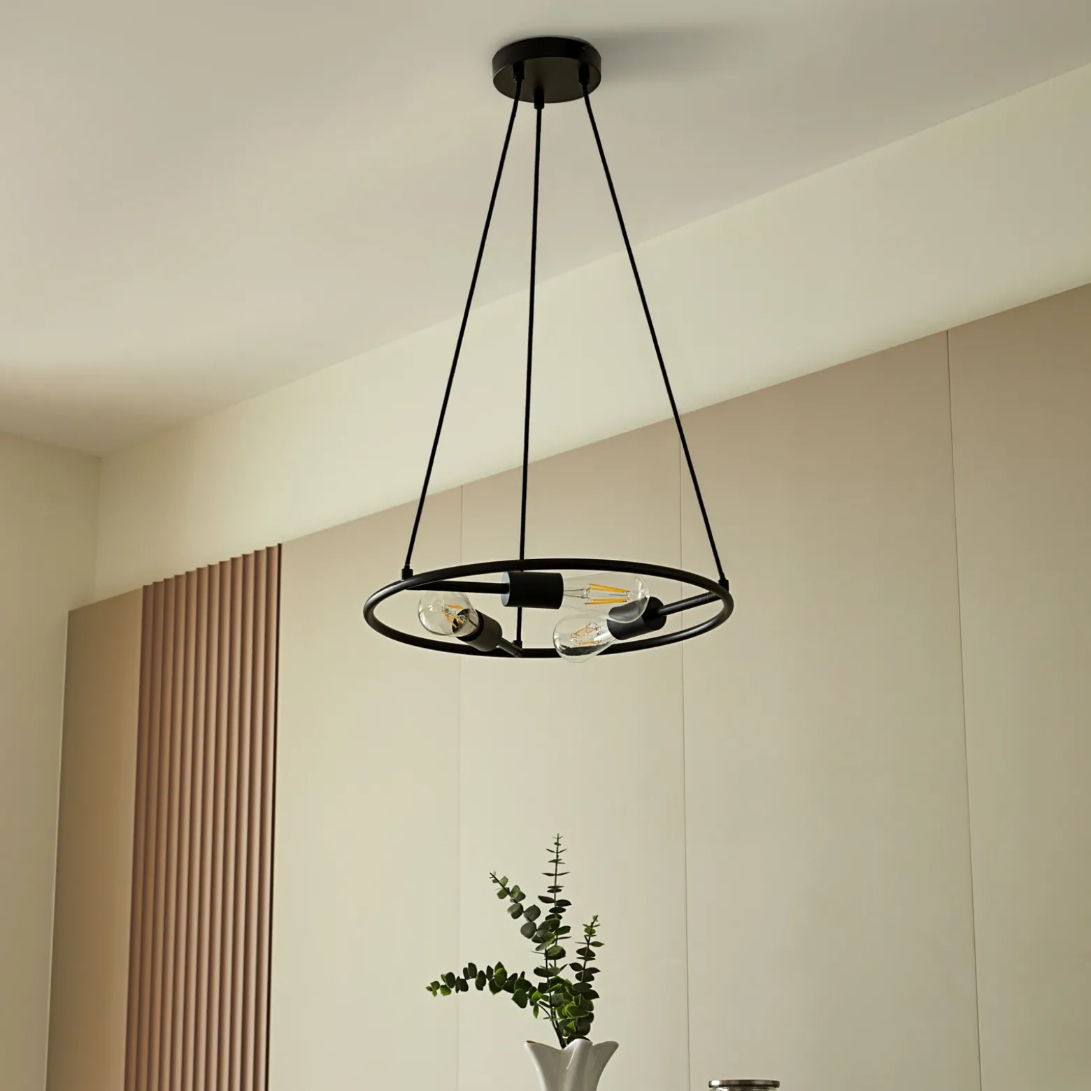 Lucande Lámpara colgante Linnard de acero, 3 luces