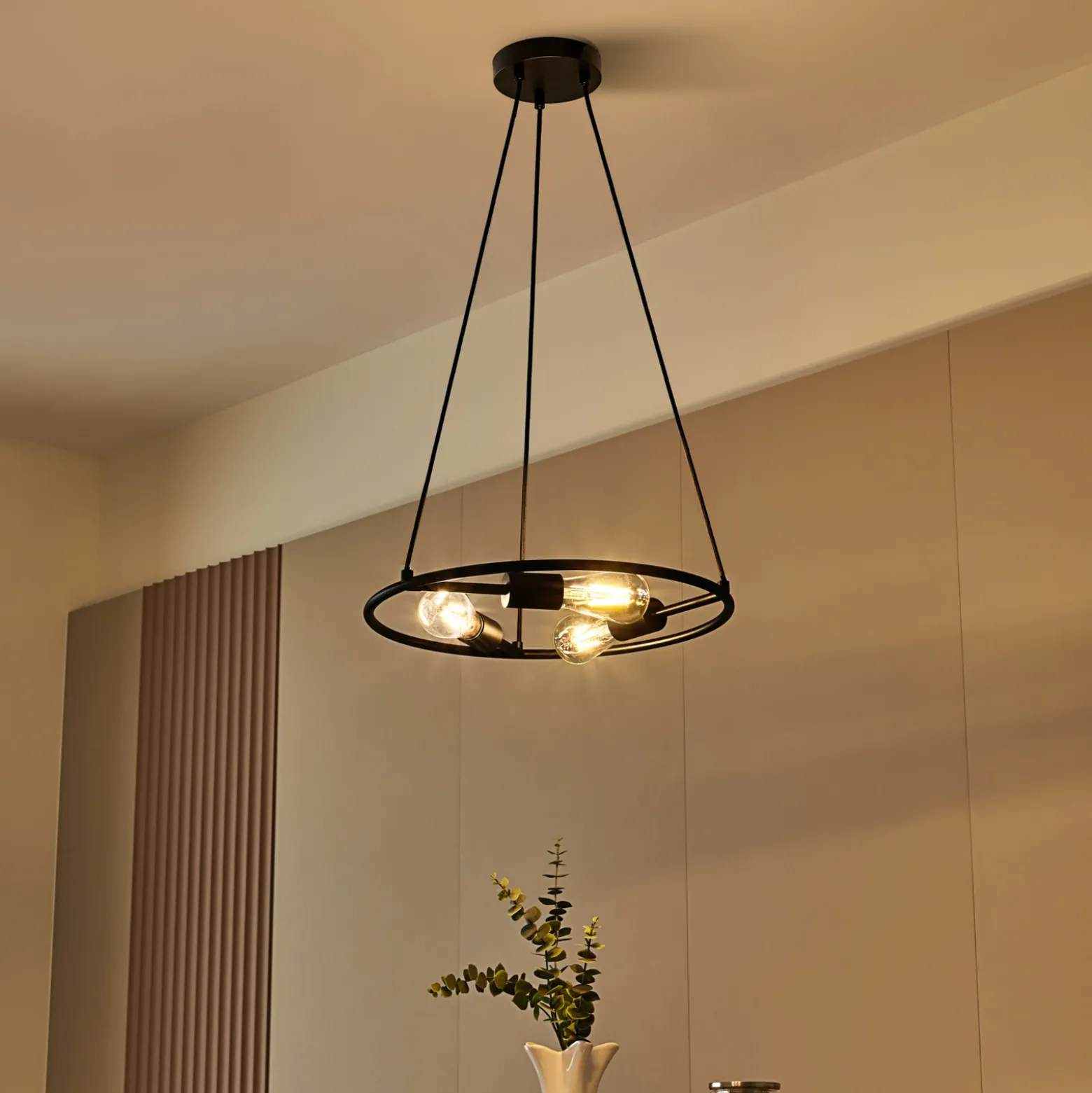 Lucande Lámpara colgante Linnard de acero, 3 luces
