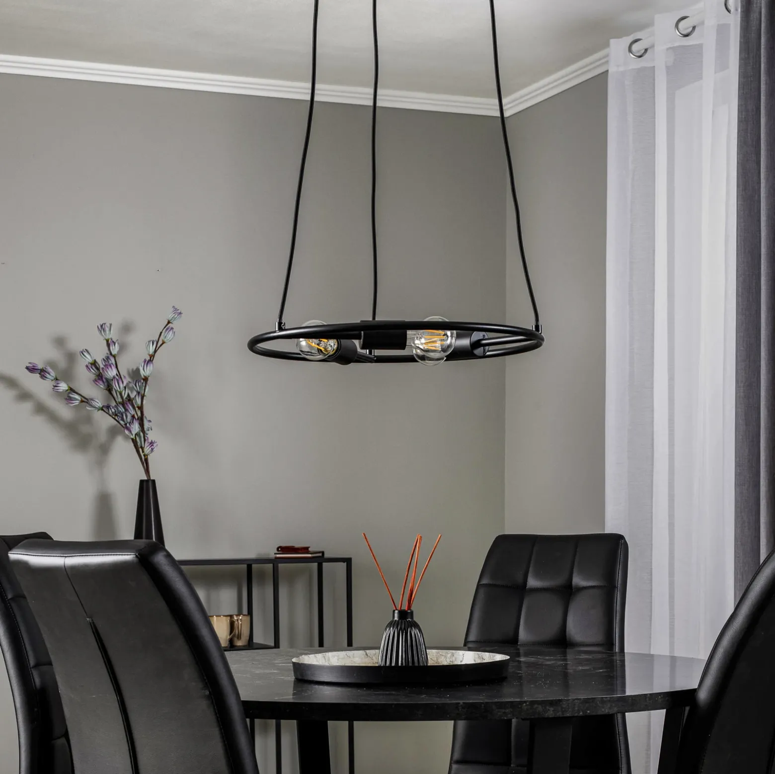 Lucande Lámpara colgante Linnard de acero, 3 luces