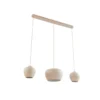 Lucande Lámpara colgante Malisa, beige, 3 luces, metal, 90 cm