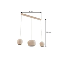 Lucande Lámpara colgante Malisa, beige, 3 luces, metal, 90 cm