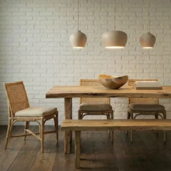 Lucande Lámpara colgante Malisa, beige, 3 luces, metal, 90 cm