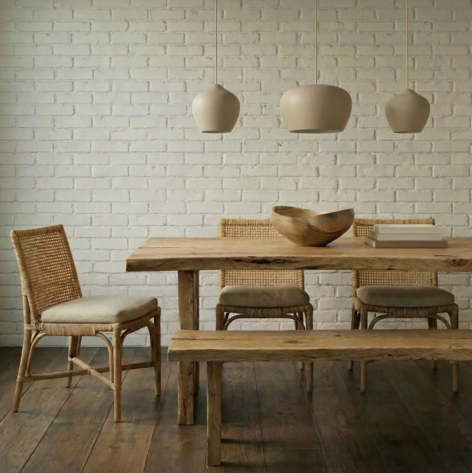 Lucande Lámpara colgante Malisa, beige, 3 luces, metal, 90 cm