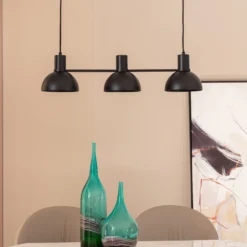 Lucande Lámpara colgante Mostrid, negra, 3 luces