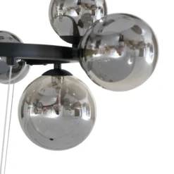 Lucande lámpara colgante Naelen, negro/gris, 64,3 cm, cristal, G9