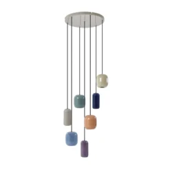 Lucande lámpara colgante Narion, redonda, 7 luces, colorida, metal
