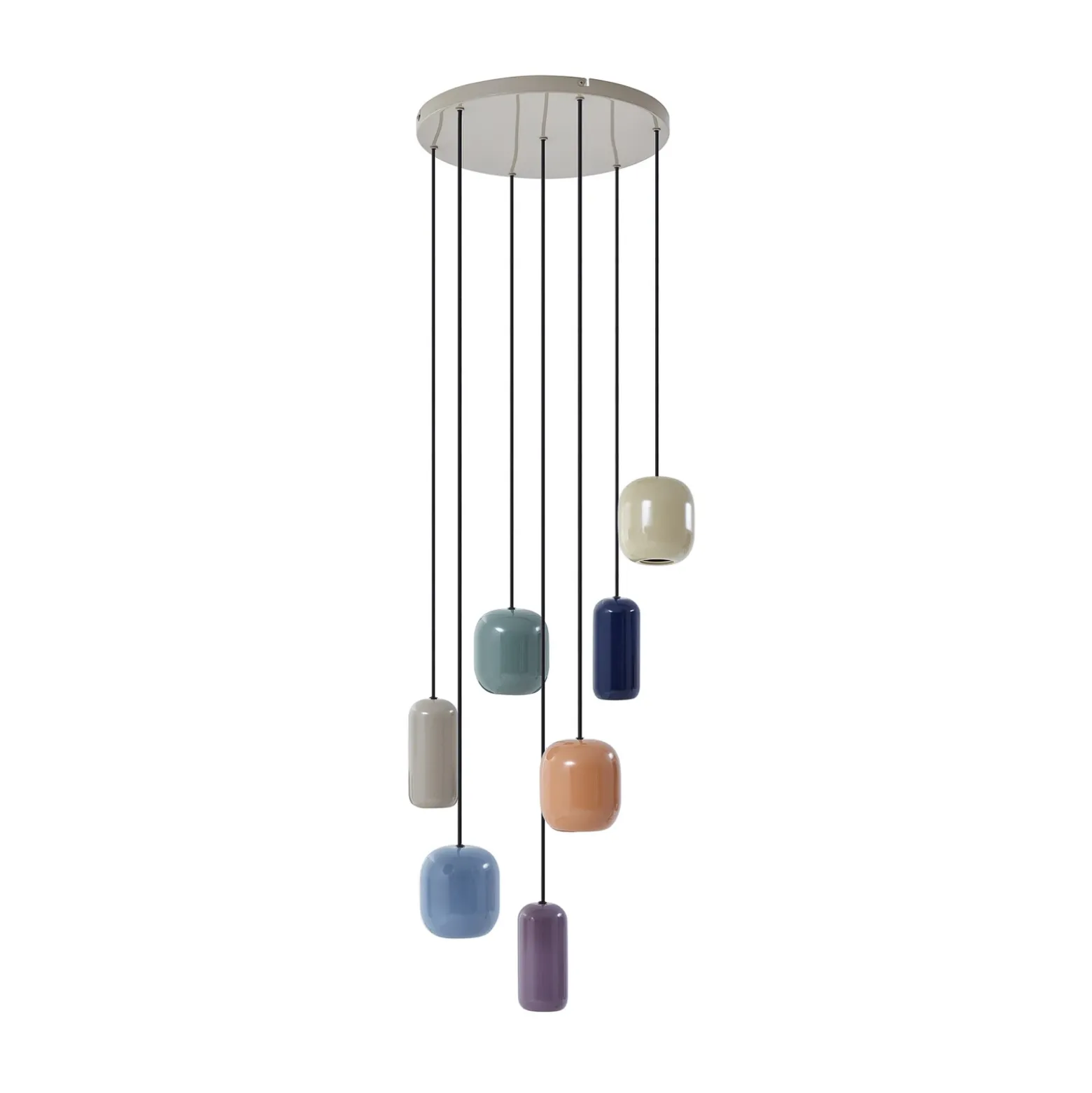 Lucande lámpara colgante Narion, redonda, 7 luces, colorida, metal