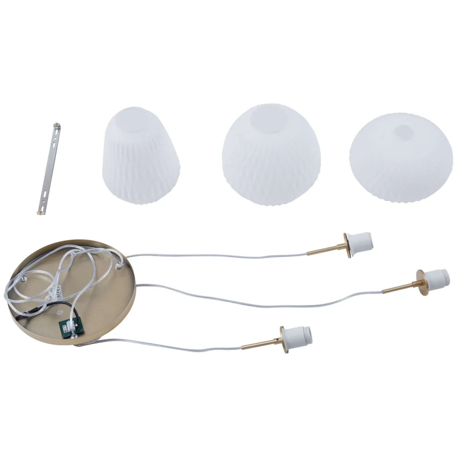 Lucande lámpara colgante Quinara, 3 luces, opal, cristal, Ø 52 cm