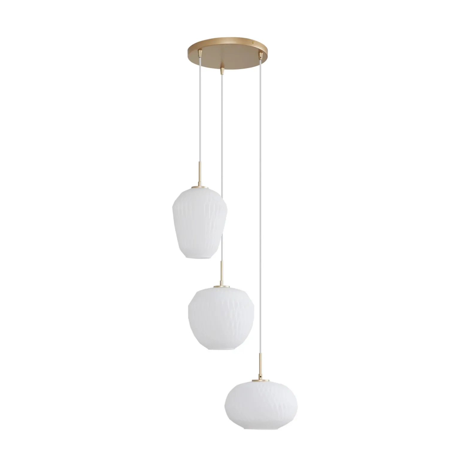 Lucande lámpara colgante Quinara, 3 luces, opal, cristal, Ø 52 cm