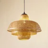 Lucande lámpara colgante Rasmina, bambú, Ø 50 cm, 1 luz