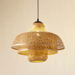 Lucande lámpara colgante Rasmina, bambú, Ø 50 cm, 1 luz