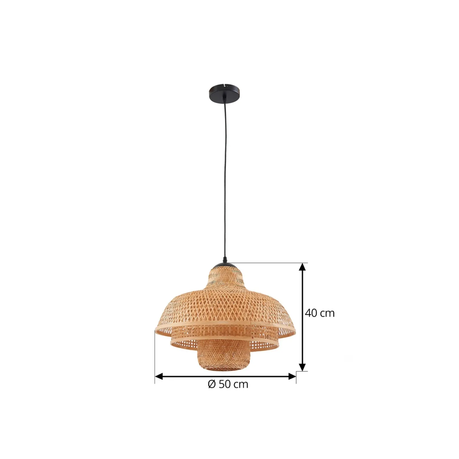 Lucande lámpara colgante Rasmina, bambú, Ø 50 cm, 1 luz