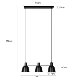 Lucande Lámpara colgante Servan, negra, 3 luces