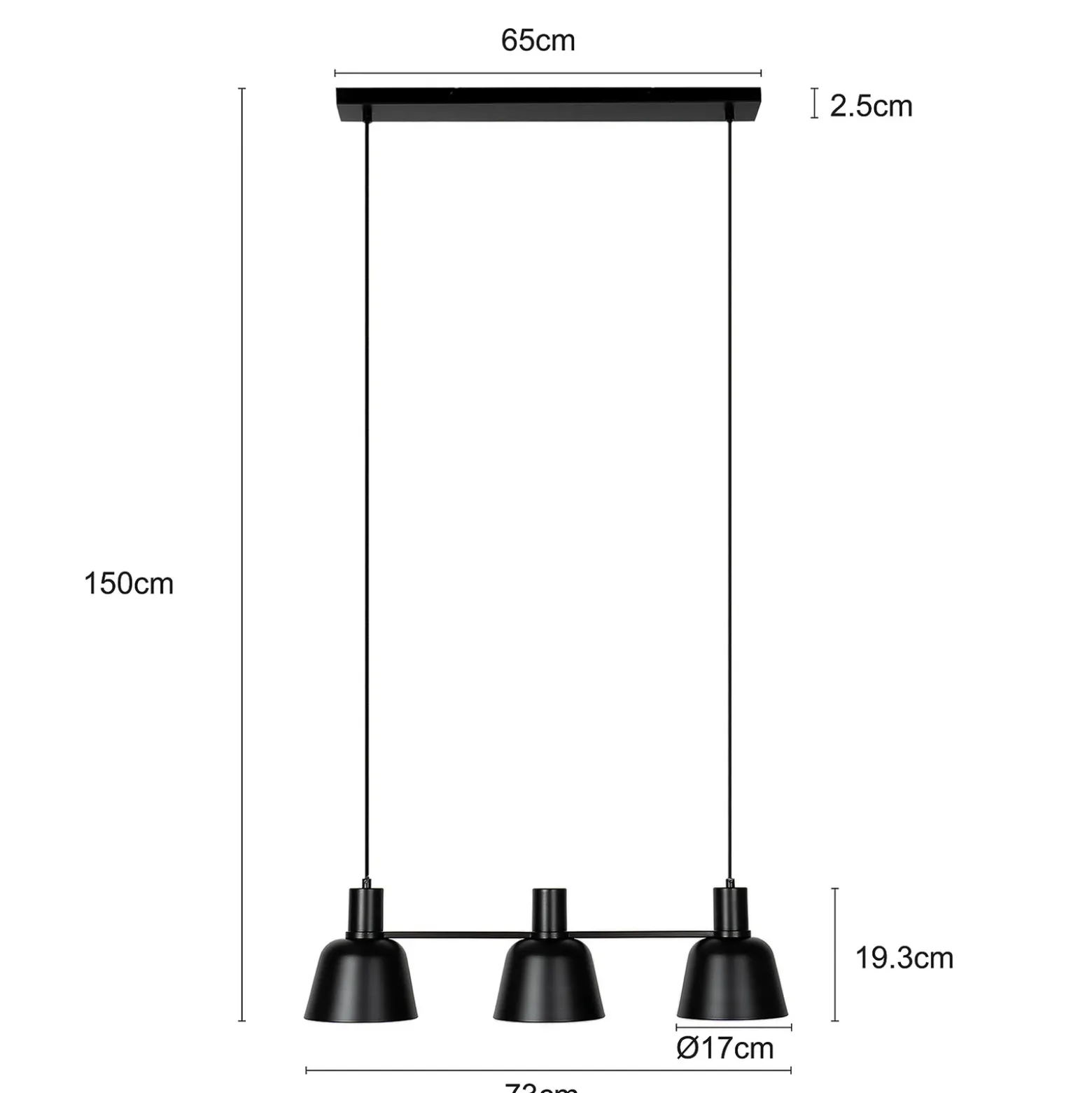 Lucande Lámpara colgante Servan, negra, 3 luces