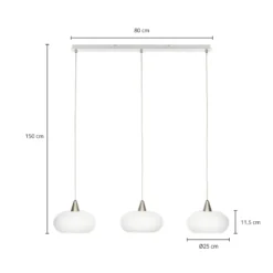 Lucande lámpara colgante Sharvil, 3 luces, blanco, cristal, 97cm