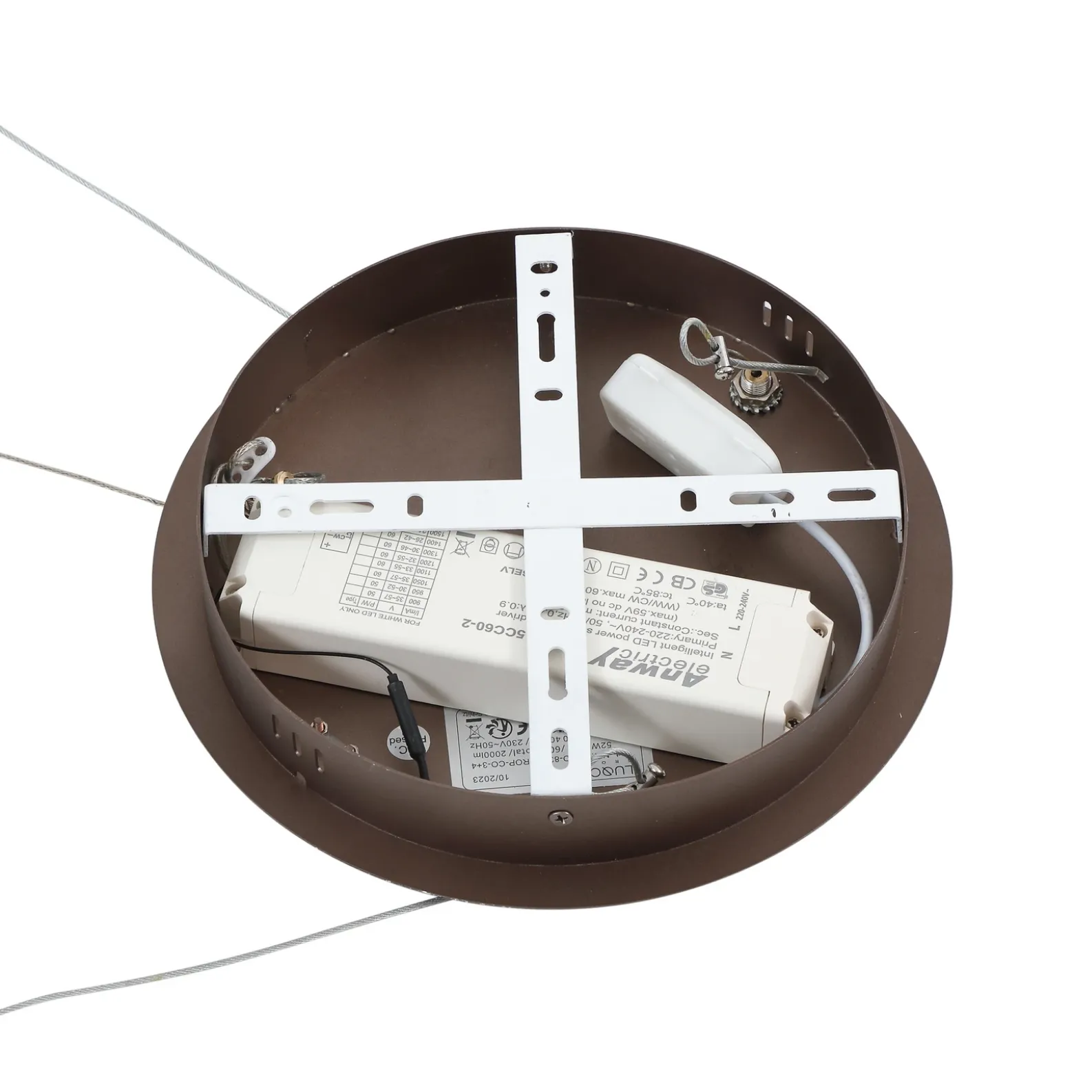 Lucande Lámpara colgante Smart LED Yonam, café, 1 luz, Tuya