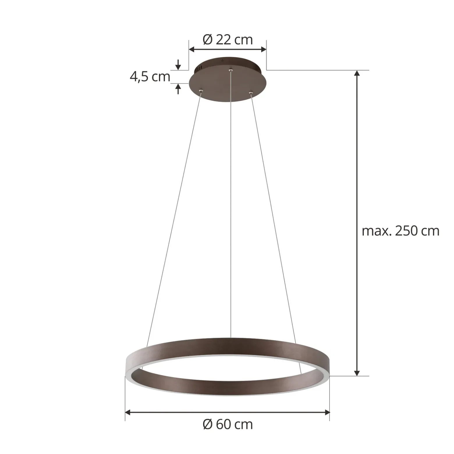 Lucande Lámpara colgante Smart LED Yonam, café, 1 luz, Tuya