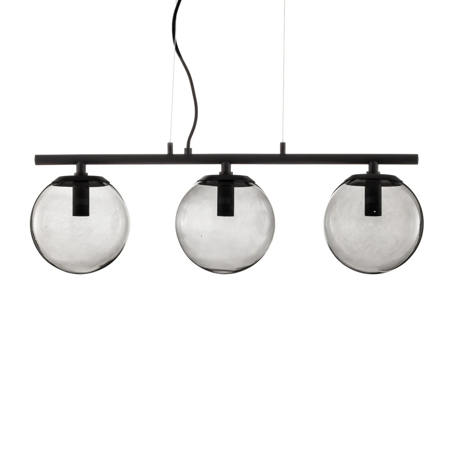 Lucande Lámpara colgante Sotiana, 3 luces, larga, negra
