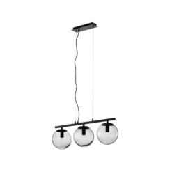 Lucande Lámpara colgante Sotiana, 3 luces, larga, negra