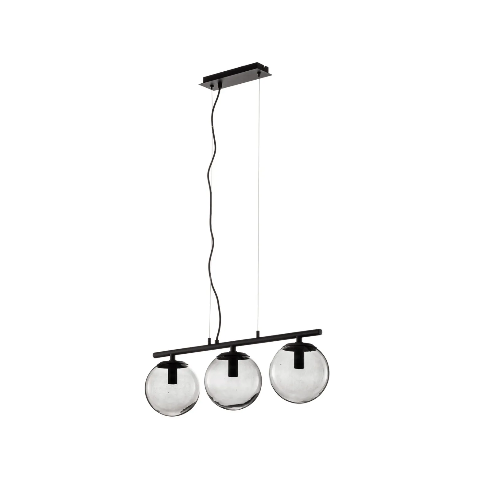 Lucande Lámpara colgante Sotiana, 3 luces, larga, negra