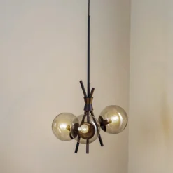 Lucande Lámpara colgante Sotiana, 3 luces, redonda, negra