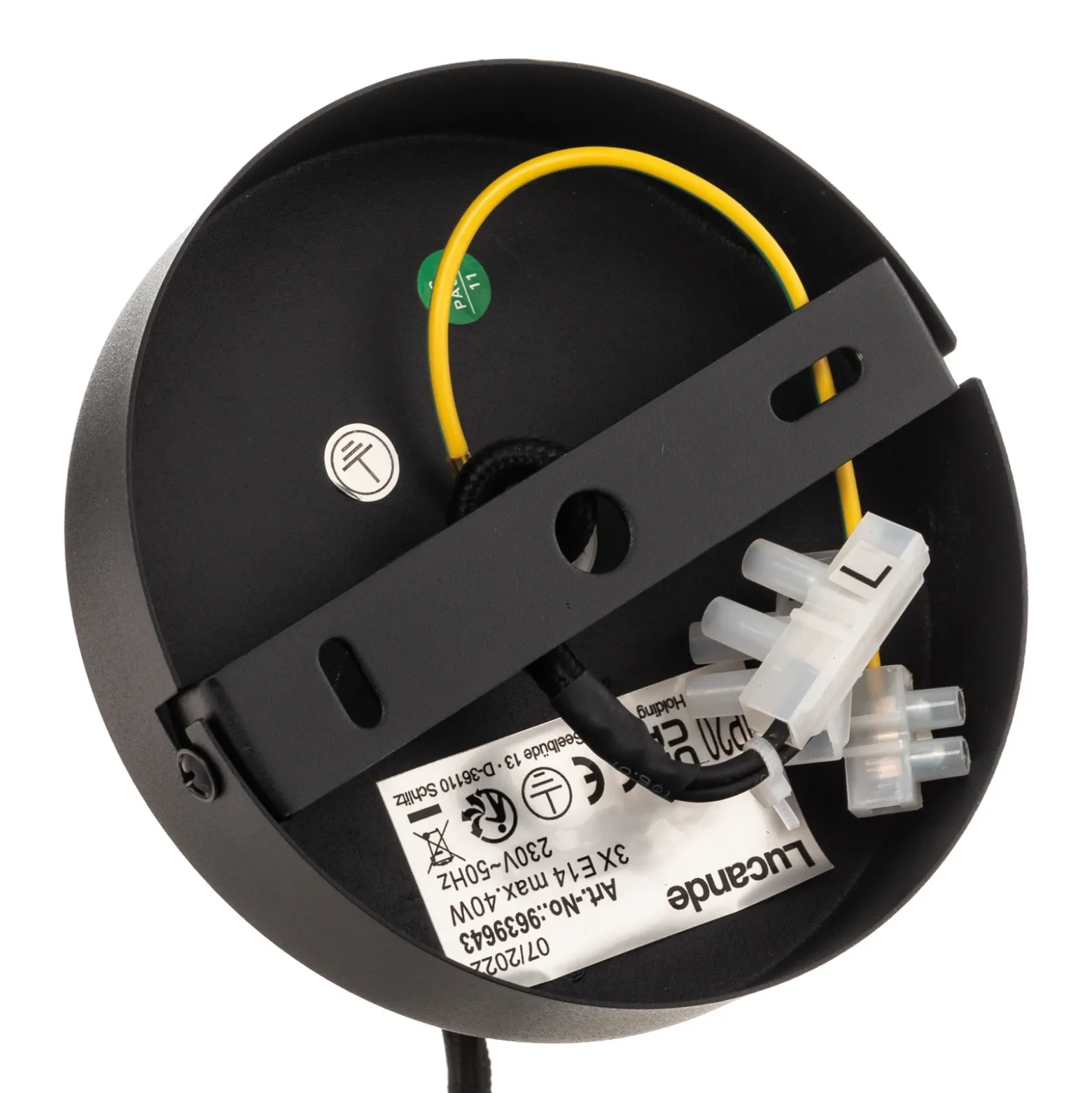 Lucande Lámpara colgante Sotiana, 3 luces, redonda, negra
