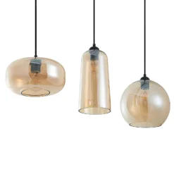 Lucande lámpara colgante Wilja, ámbar, vidrio, 111 cm, 3 luces, E27