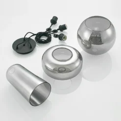 Lucande lámpara colgante Zyli, 3 luces, gris humo, cristal