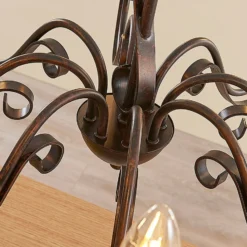 Lucande lámpara de araña Caleb, 8 luces, color óxido, metal, E14