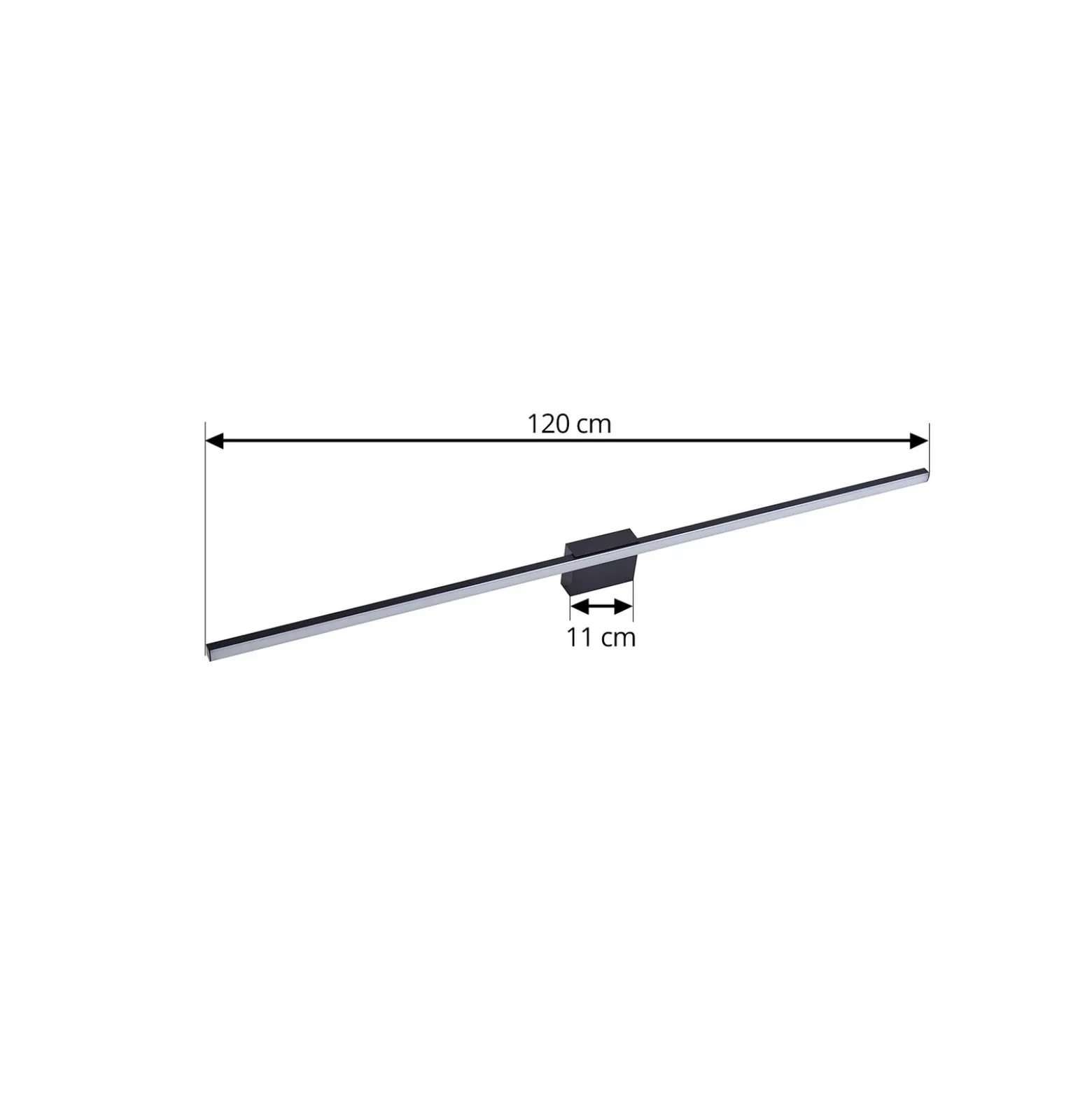 Lucande Lámpara de espejo LED Kivana, negra, metal, 120 cm IP44