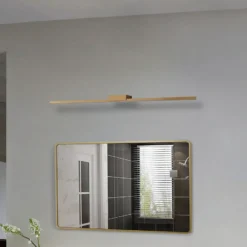 Lucande Lámpara de espejo LED Kivana, cobre, metal, 90 cm, IP44