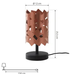 Lucande lámpara de mesa Aeloria, cobre, hierro, Ø 12 cm, E27