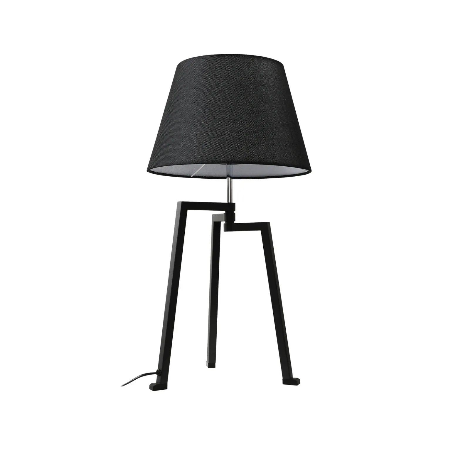 Lucande lámpara de mesa Amona, negro, textil, 69 cm, trípode