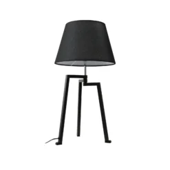 Lucande lámpara de mesa Amona, negro, textil, 69 cm, trípode