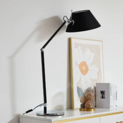 Lucande lámpara de mesa Dansari, negro, metal, ajustable
