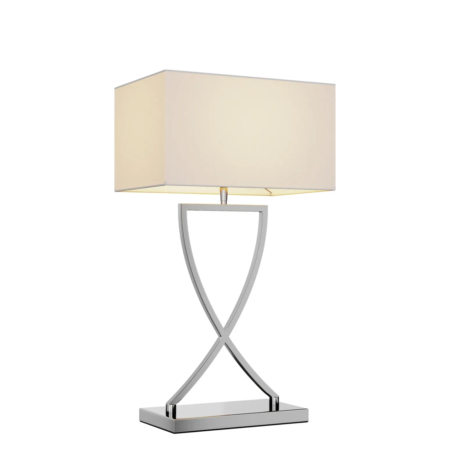 Lucande lámpara de mesa Evaine, cromo/blanco, metal, 66 cm, E27