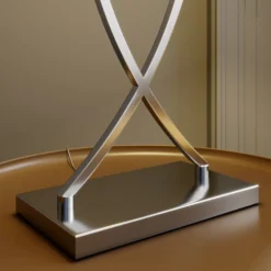 Lucande lámpara de mesa Evaine, cromo/blanco, metal, 66 cm, E27
