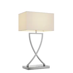 Lucande lámpara de mesa Evaine, cromo/blanco, metal, 66 cm, E27