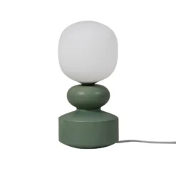 Lucande lámpara de mesa Fidelo, blanco/verde, 38 cm, vidrio, cerámica